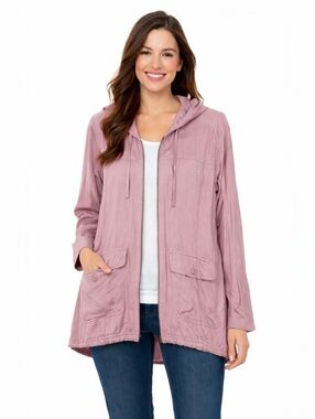 Serra Dusty Pink Anorak Jacket Lightweight Hooded Utility Jacket XL